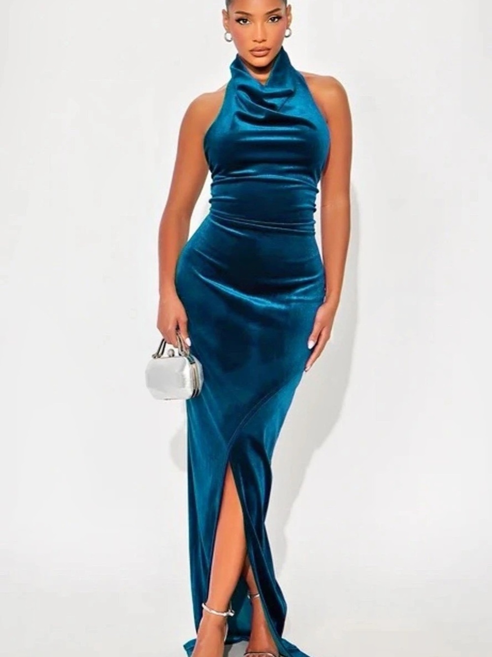 Teal Blue Backless Maxi Dress Like New